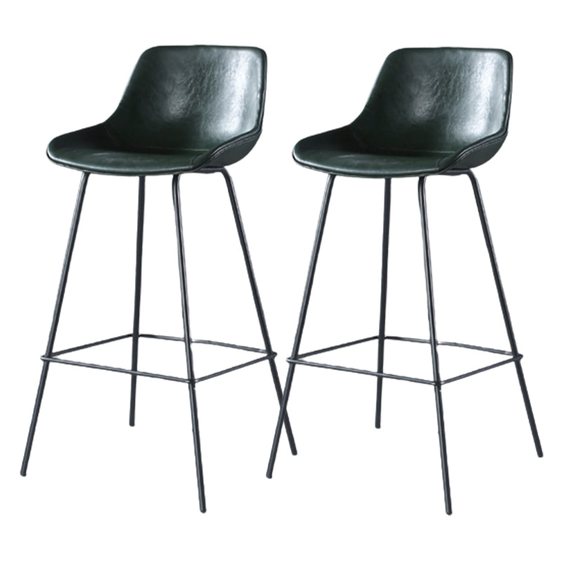 Contemporary Upholstered Low Back Bucket Bar Stools with Metal Base
