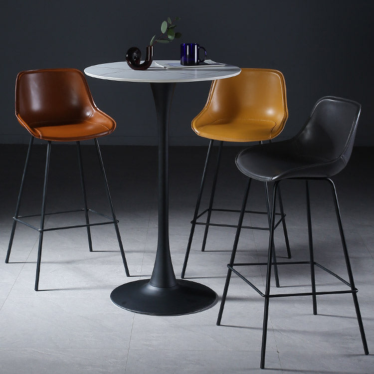 Contemporary Upholstered Low Back Bucket Bar Stools with Metal Base
