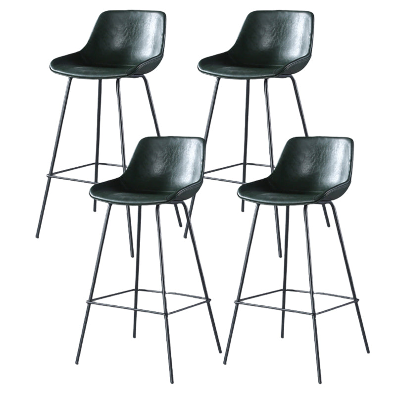 Contemporary Upholstered Low Back Bucket Bar Stools with Metal Base