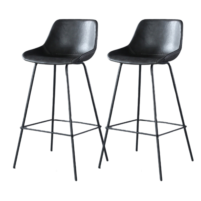 Contemporary Upholstered Low Back Bucket Bar Stools with Metal Base