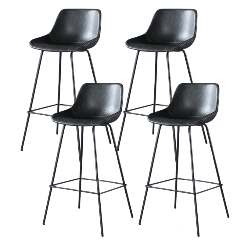 Contemporary Upholstered Low Back Bucket Bar Stools with Metal Base