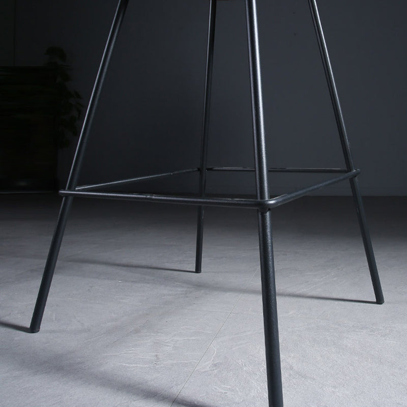 Contemporary Upholstered Low Back Bucket Bar Stools with Metal Base
