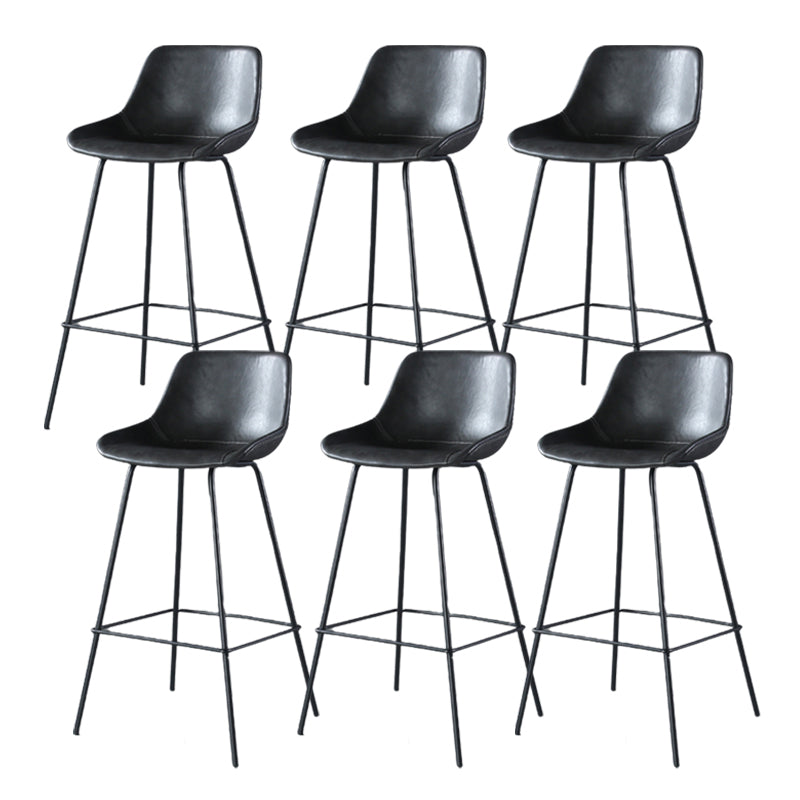 Contemporary Upholstered Low Back Bucket Bar Stools with Metal Base