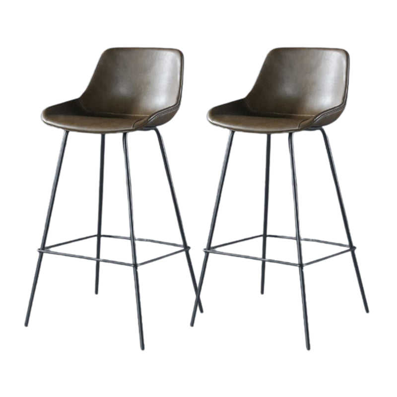 Contemporary Upholstered Low Back Bucket Bar Stools with Metal Base