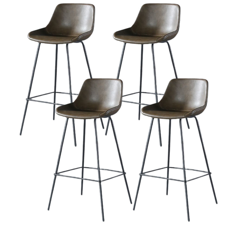 Contemporary Upholstered Low Back Bucket Bar Stools with Metal Base