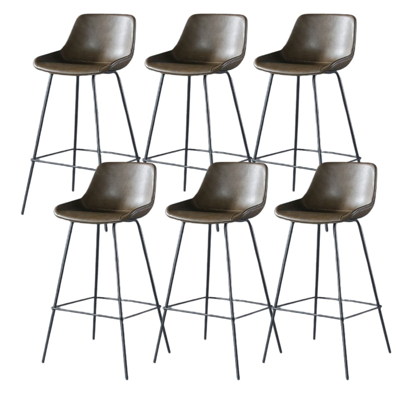 Contemporary Upholstered Low Back Bucket Bar Stools with Metal Base