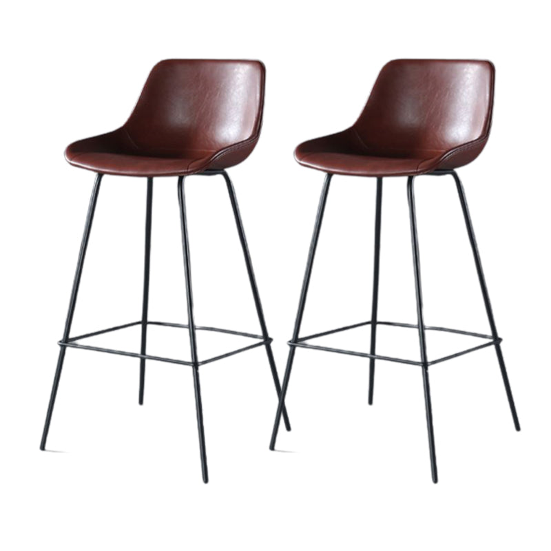 Contemporary Upholstered Low Back Bucket Bar Stools with Metal Base