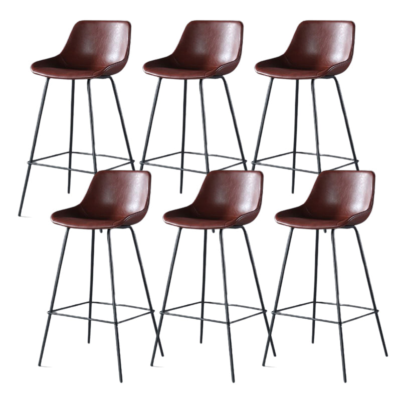 Contemporary Upholstered Low Back Bucket Bar Stools with Metal Base