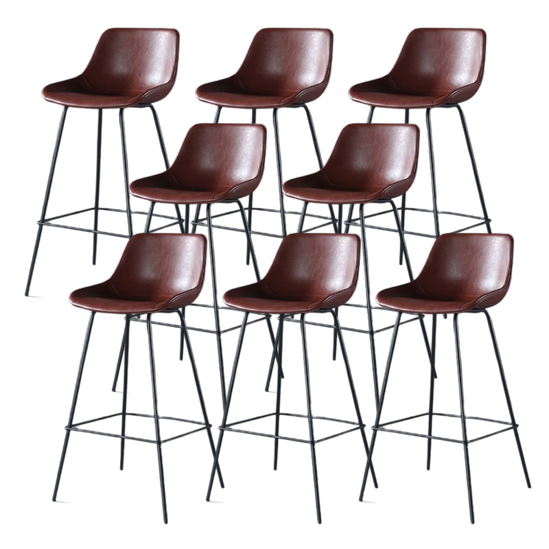 Contemporary Upholstered Low Back Bucket Bar Stools with Metal Base