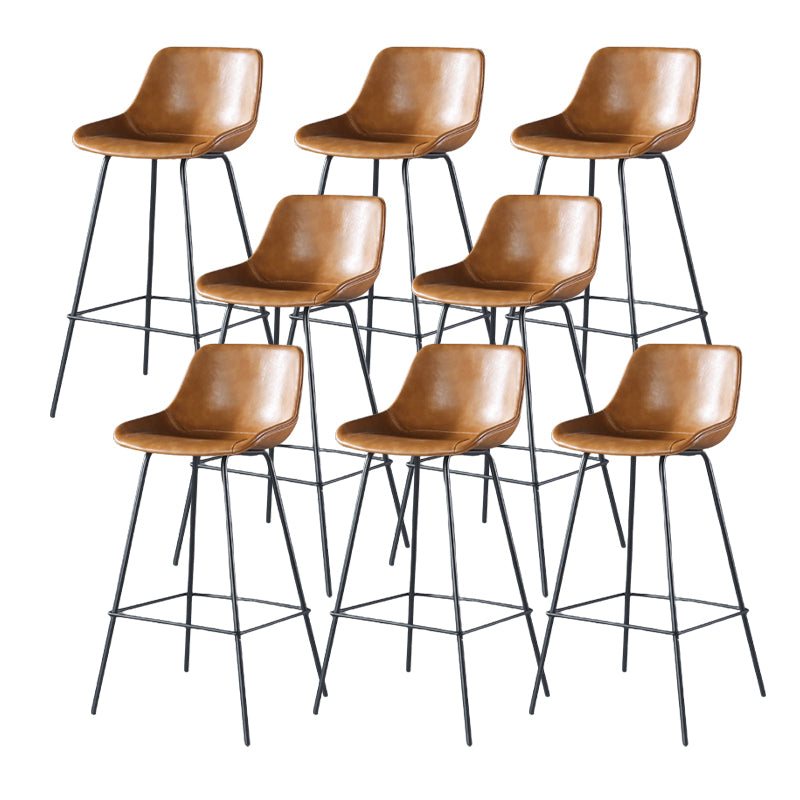 Contemporary Upholstered Low Back Bucket Bar Stools with Metal Base