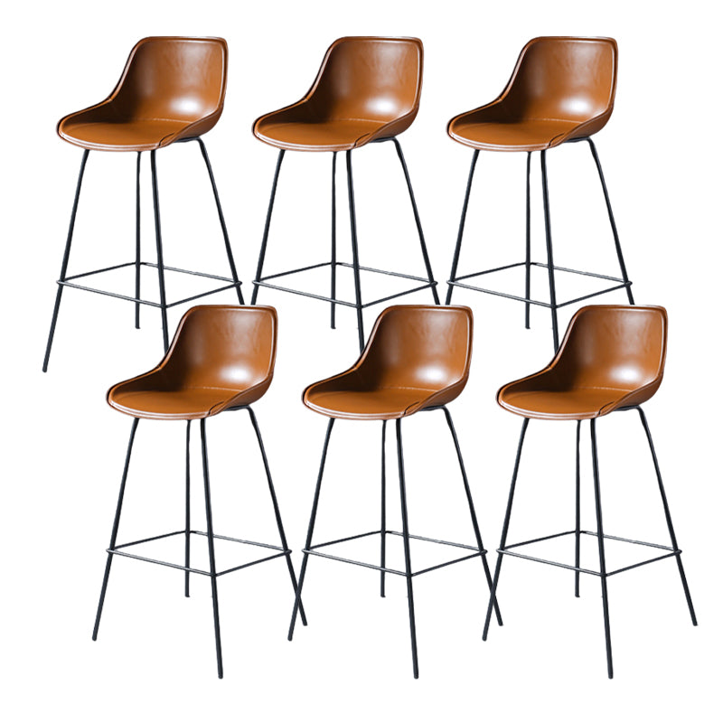 Contemporary Upholstered Low Back Bucket Bar Stools with Metal Base
