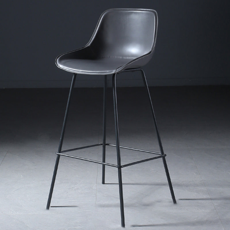 Contemporary Upholstered Low Back Bucket Bar Stools with Metal Base