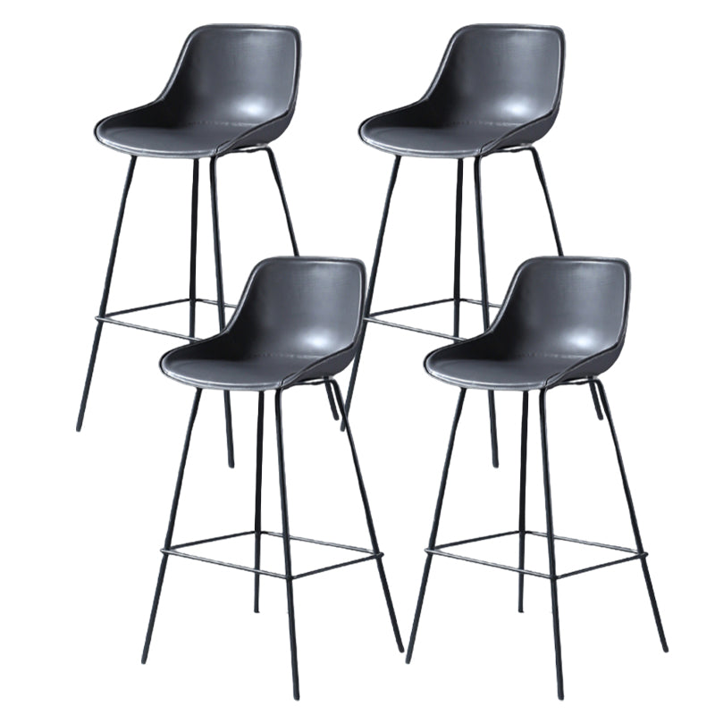 Contemporary Upholstered Low Back Bucket Bar Stools with Metal Base