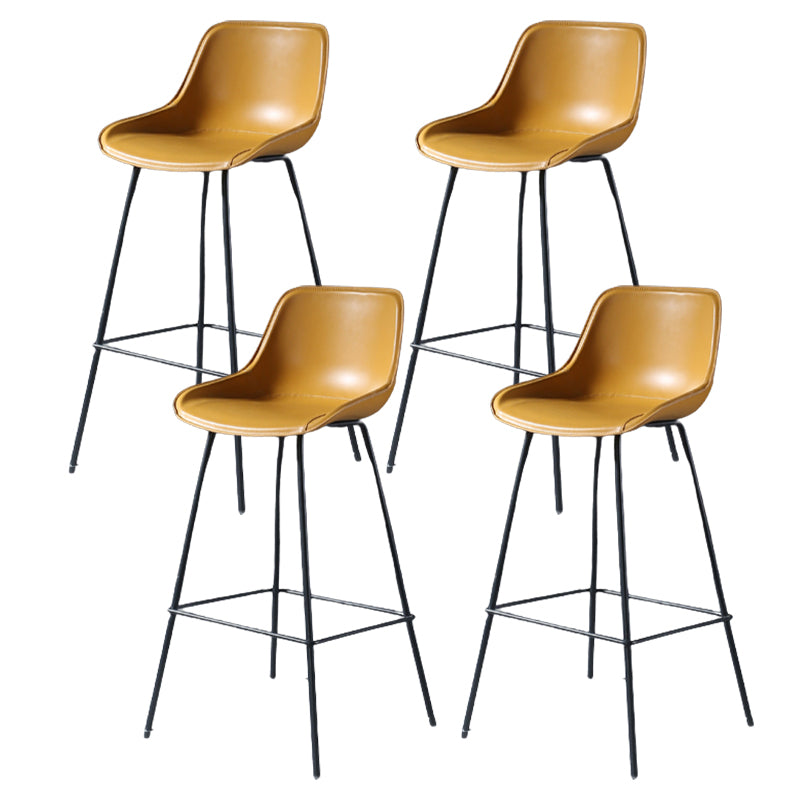 Contemporary Upholstered Low Back Bucket Bar Stools with Metal Base