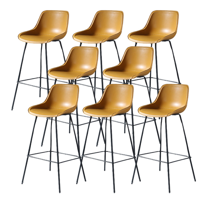 Contemporary Upholstered Low Back Bucket Bar Stools with Metal Base