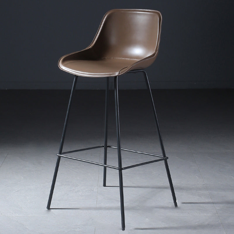 Contemporary Upholstered Low Back Bucket Bar Stools with Metal Base