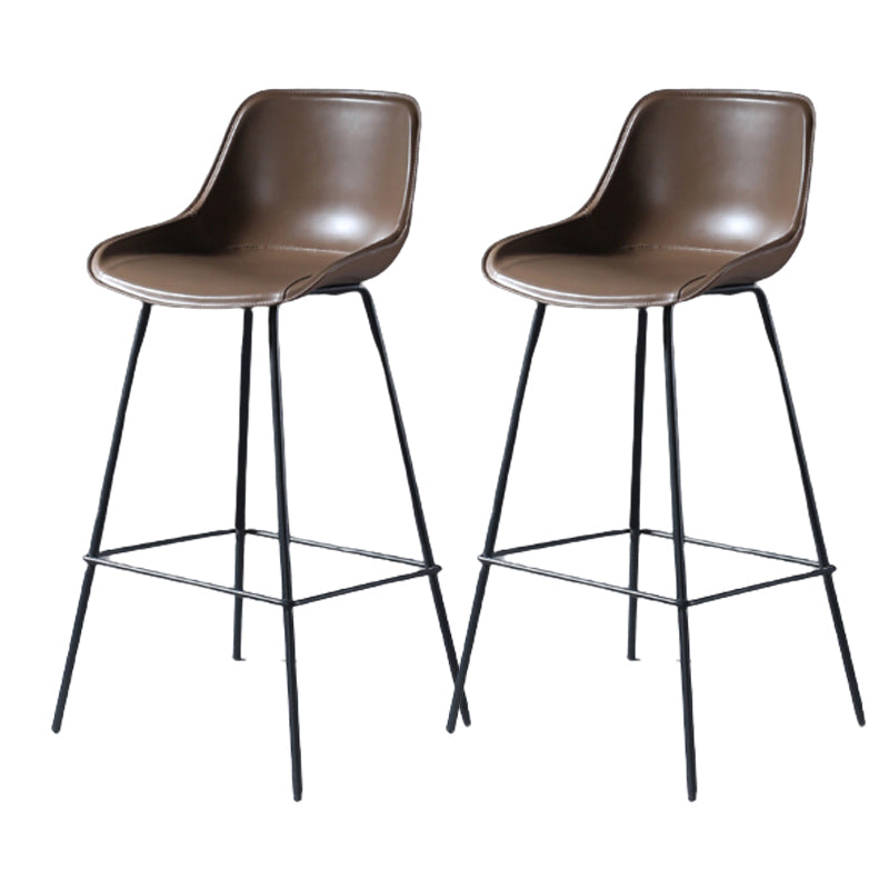 Contemporary Upholstered Low Back Bucket Bar Stools with Metal Base