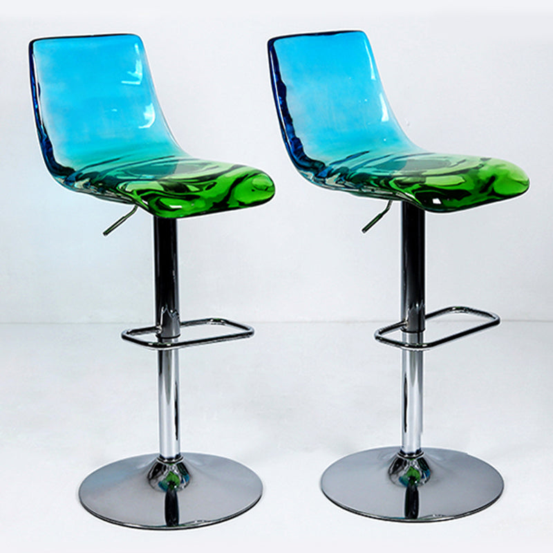 Low Back Armless Adjustable Height Swivel Bar Stool with Footrest