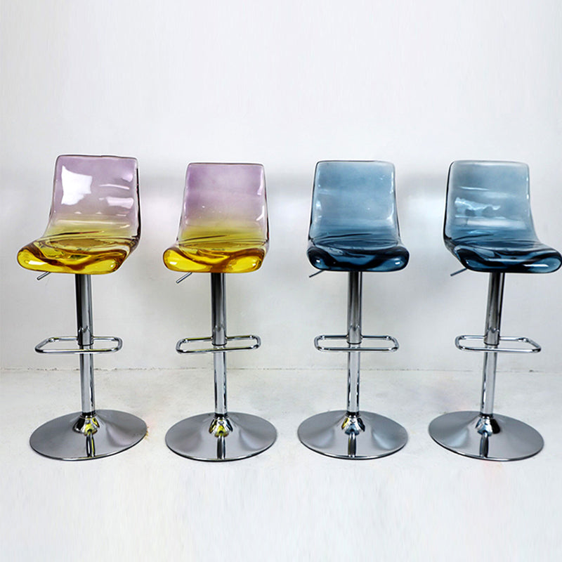 Low Back Armless Adjustable Height Swivel Bar Stool with Footrest