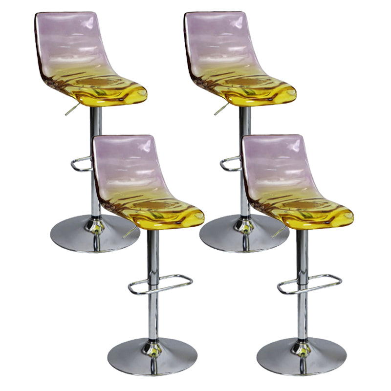 Low Back Armless Adjustable Height Swivel Bar Stool with Footrest
