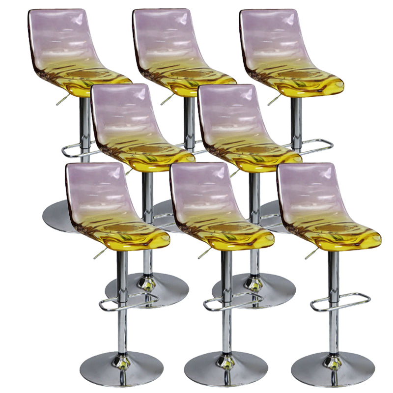 Low Back Armless Adjustable Height Swivel Bar Stool with Footrest