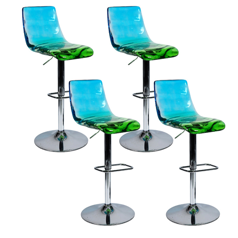 Low Back Armless Adjustable Height Swivel Bar Stool with Footrest