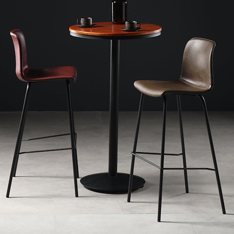 Contemporary Backrest Faux Leather Armless Bar Stool with Footrest