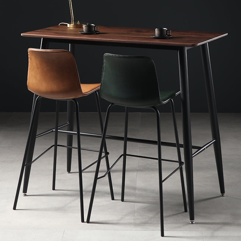 Contemporary Backrest Faux Leather Armless Bar Stool with Footrest