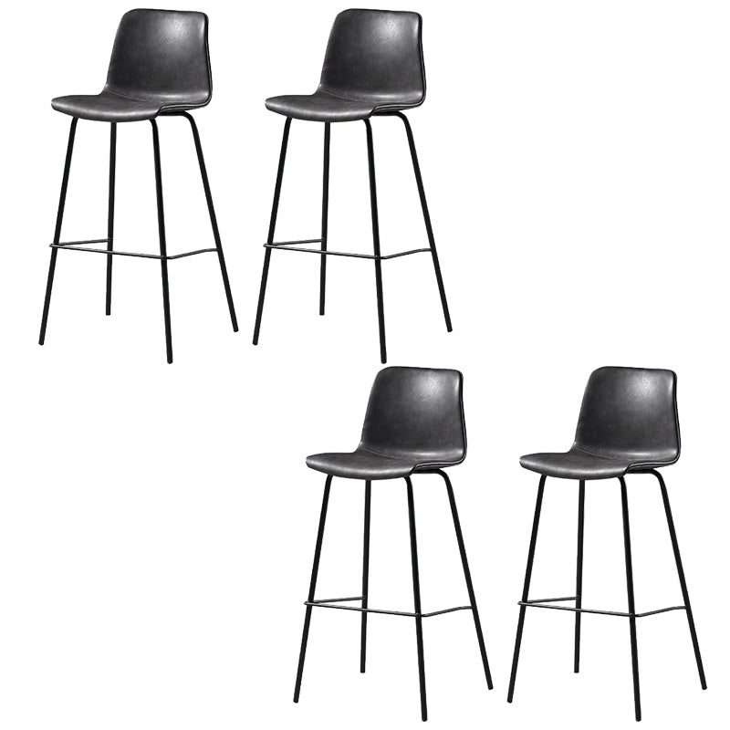 Contemporary Backrest Faux Leather Armless Bar Stool with Footrest