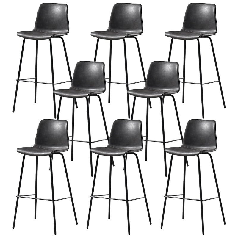 Contemporary Backrest Faux Leather Armless Bar Stool with Footrest