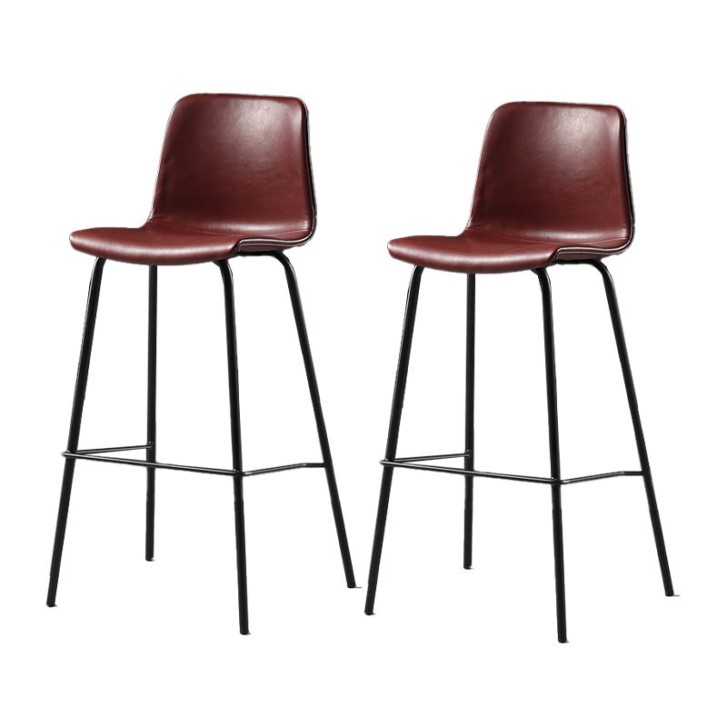 Contemporary Backrest Faux Leather Armless Bar Stool with Footrest