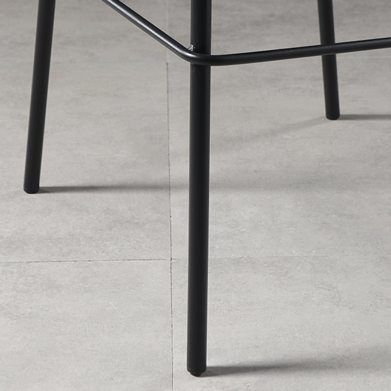 Contemporary Backrest Faux Leather Armless Bar Stool with Footrest