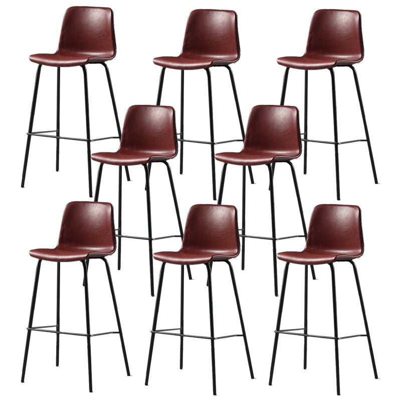 Contemporary Backrest Faux Leather Armless Bar Stool with Footrest