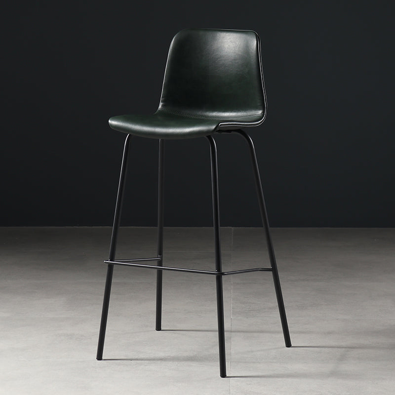 Contemporary Backrest Faux Leather Armless Bar Stool with Footrest