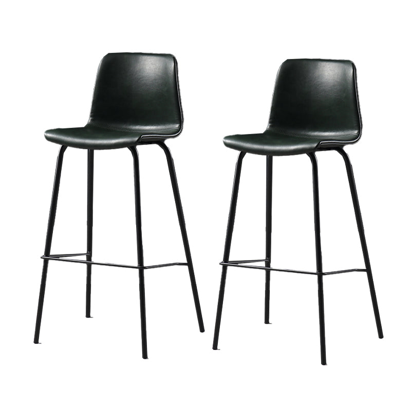 Contemporary Backrest Faux Leather Armless Bar Stool with Footrest