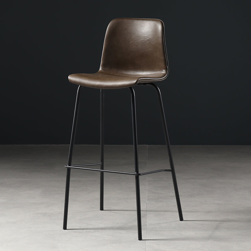 Contemporary Backrest Faux Leather Armless Bar Stool with Footrest