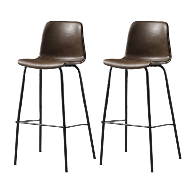 Contemporary Backrest Faux Leather Armless Bar Stool with Footrest