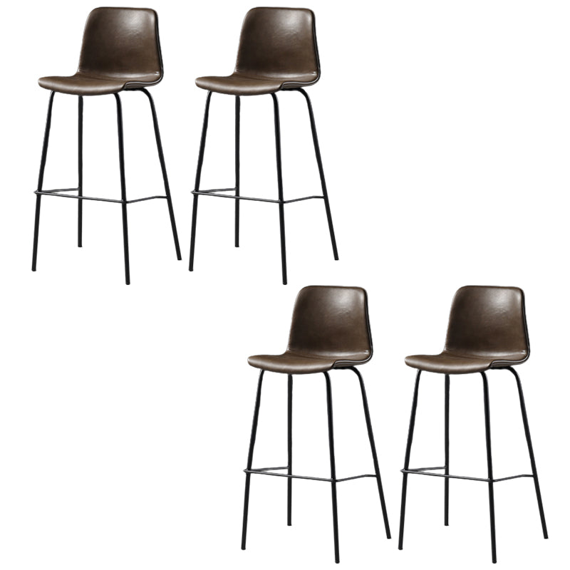 Contemporary Backrest Faux Leather Armless Bar Stool with Footrest