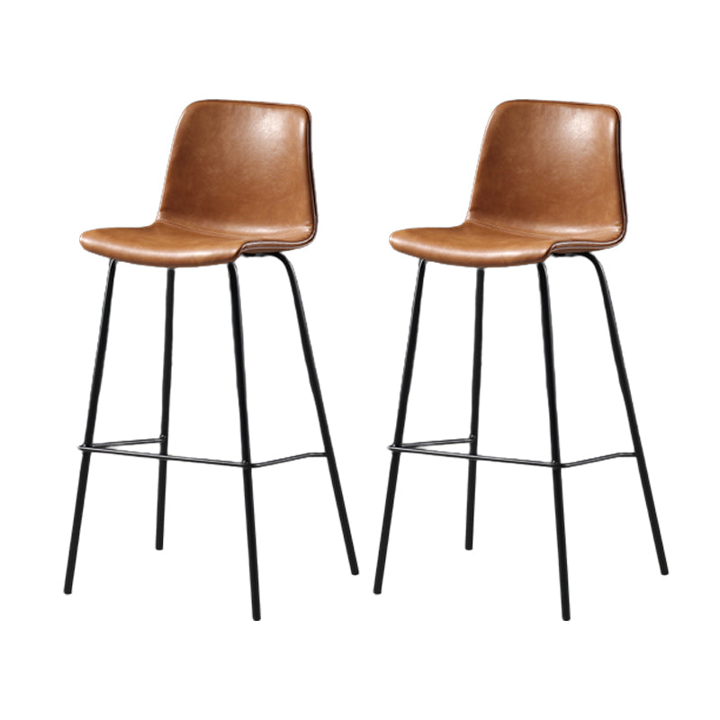 Contemporary Backrest Faux Leather Armless Bar Stool with Footrest