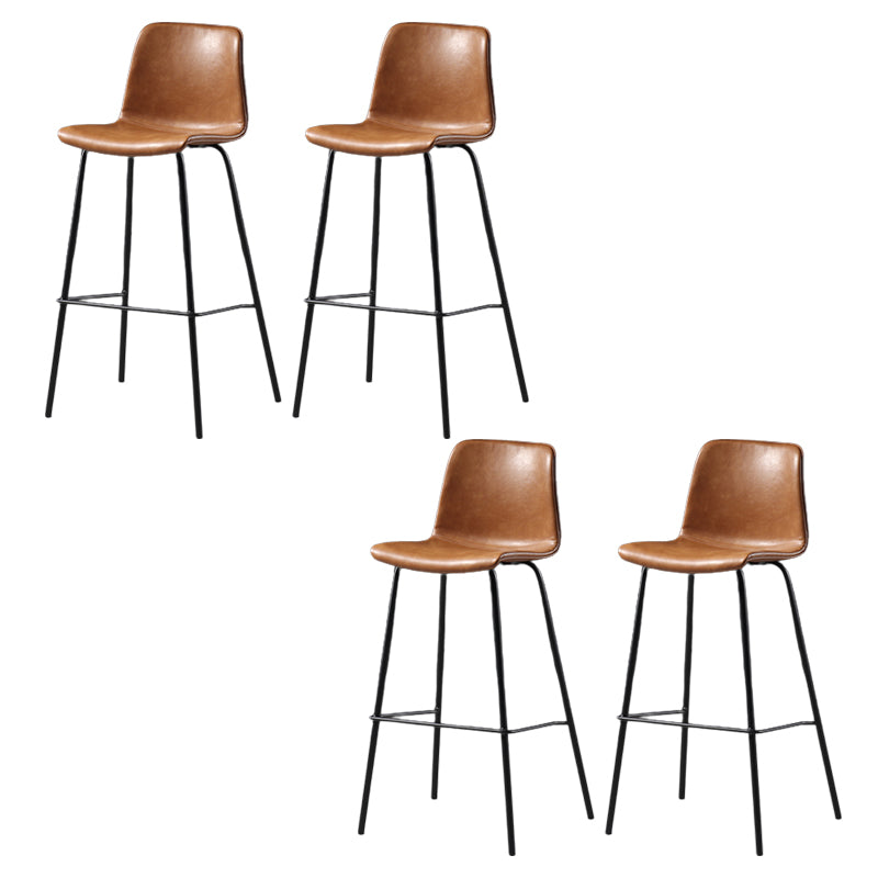 Contemporary Backrest Faux Leather Armless Bar Stool with Footrest