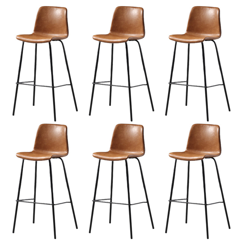 Contemporary Backrest Faux Leather Armless Bar Stool with Footrest