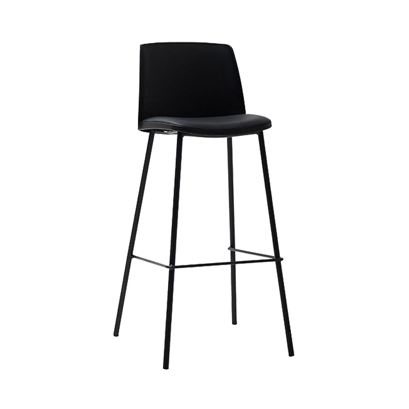 Contemporary Upholstered Low Back Plastic Bar Stools with Metal Base