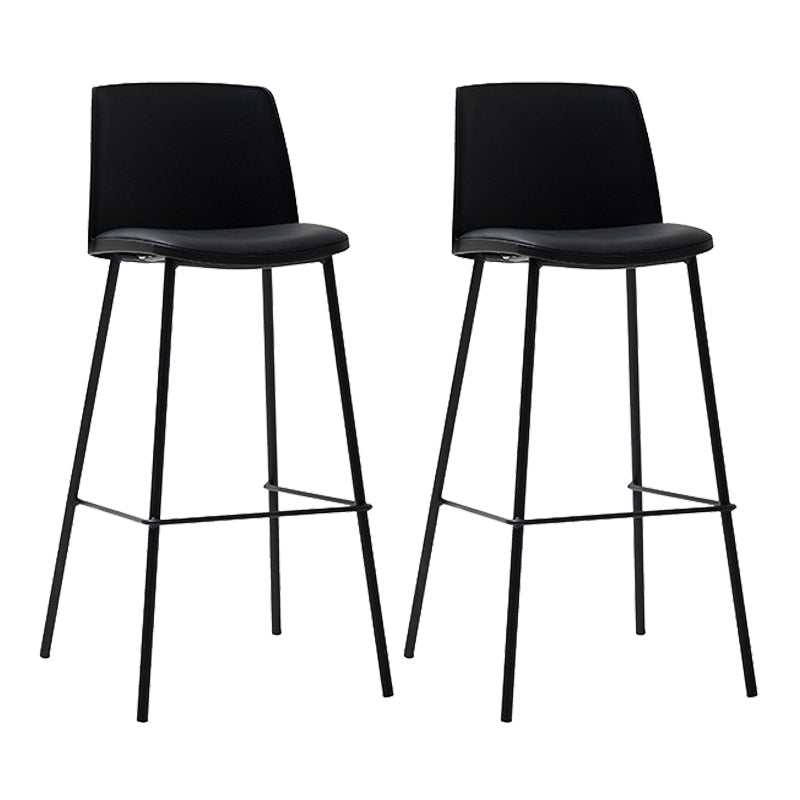 Contemporary Upholstered Low Back Plastic Bar Stools with Metal Base
