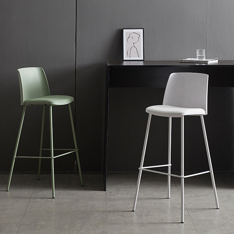 Contemporary Upholstered Low Back Plastic Bar Stools with Metal Base