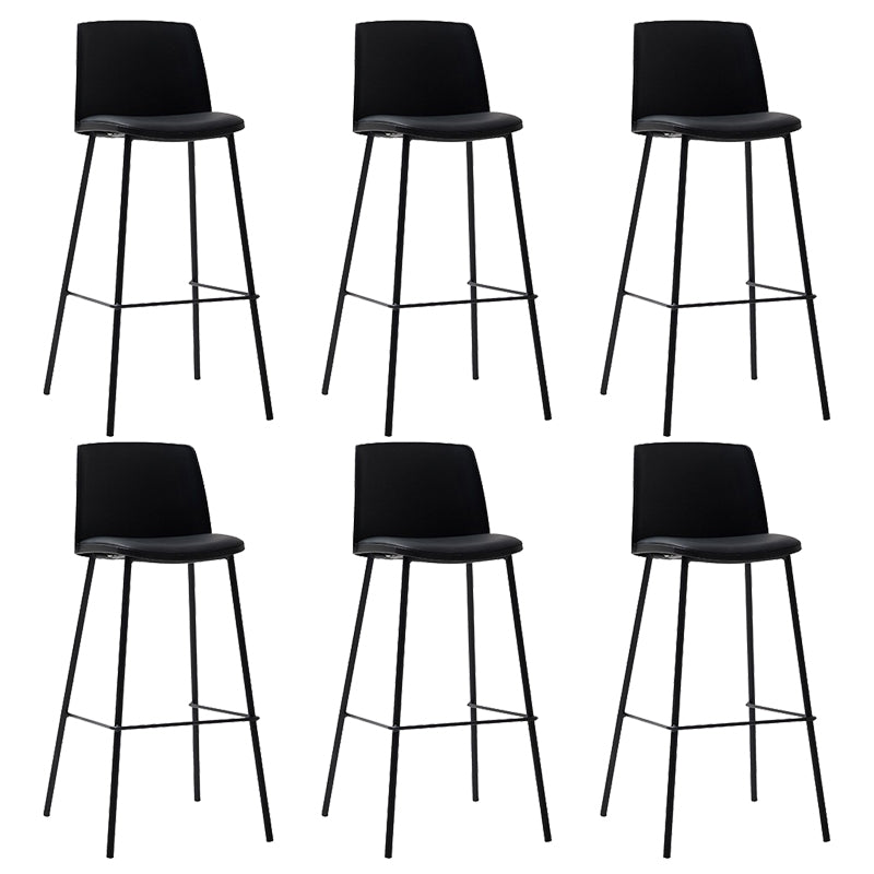 Contemporary Upholstered Low Back Plastic Bar Stools with Metal Base