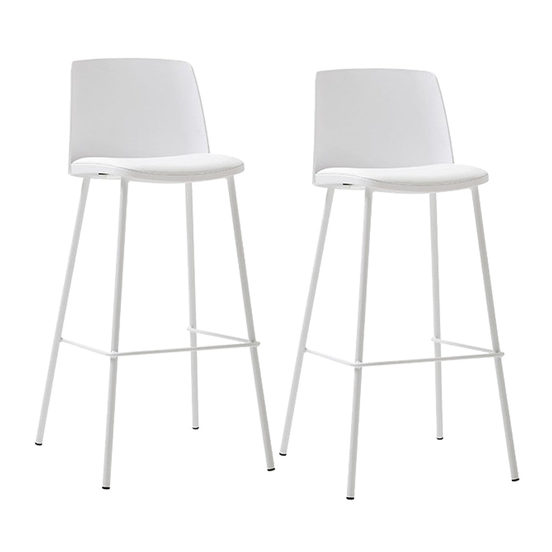 Contemporary Upholstered Low Back Plastic Bar Stools with Metal Base