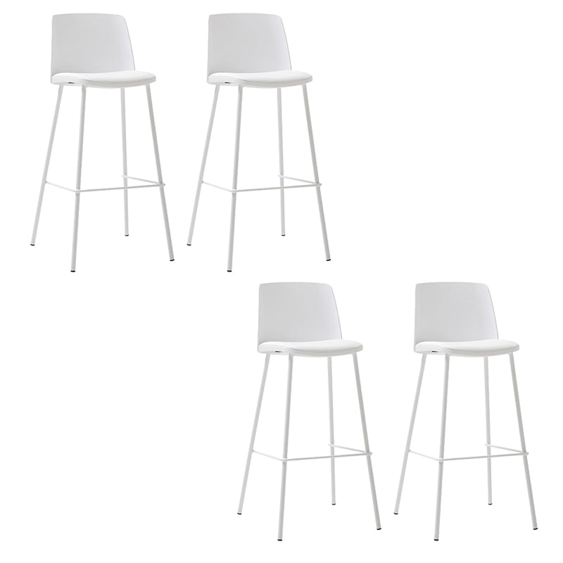 Contemporary Upholstered Low Back Plastic Bar Stools with Metal Base