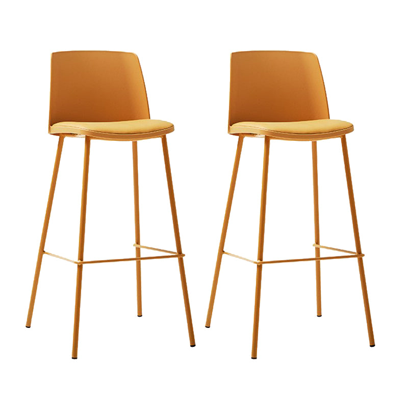 Contemporary Upholstered Low Back Plastic Bar Stools with Metal Base