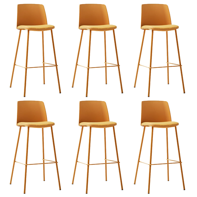 Contemporary Upholstered Low Back Plastic Bar Stools with Metal Base