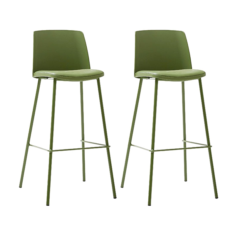 Contemporary Upholstered Low Back Plastic Bar Stools with Metal Base